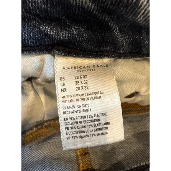 American Eagle Dad Jeans Mens Size 28x32 Blue Slim Tapered Leg Stretch 90s - Picture 7 of 12